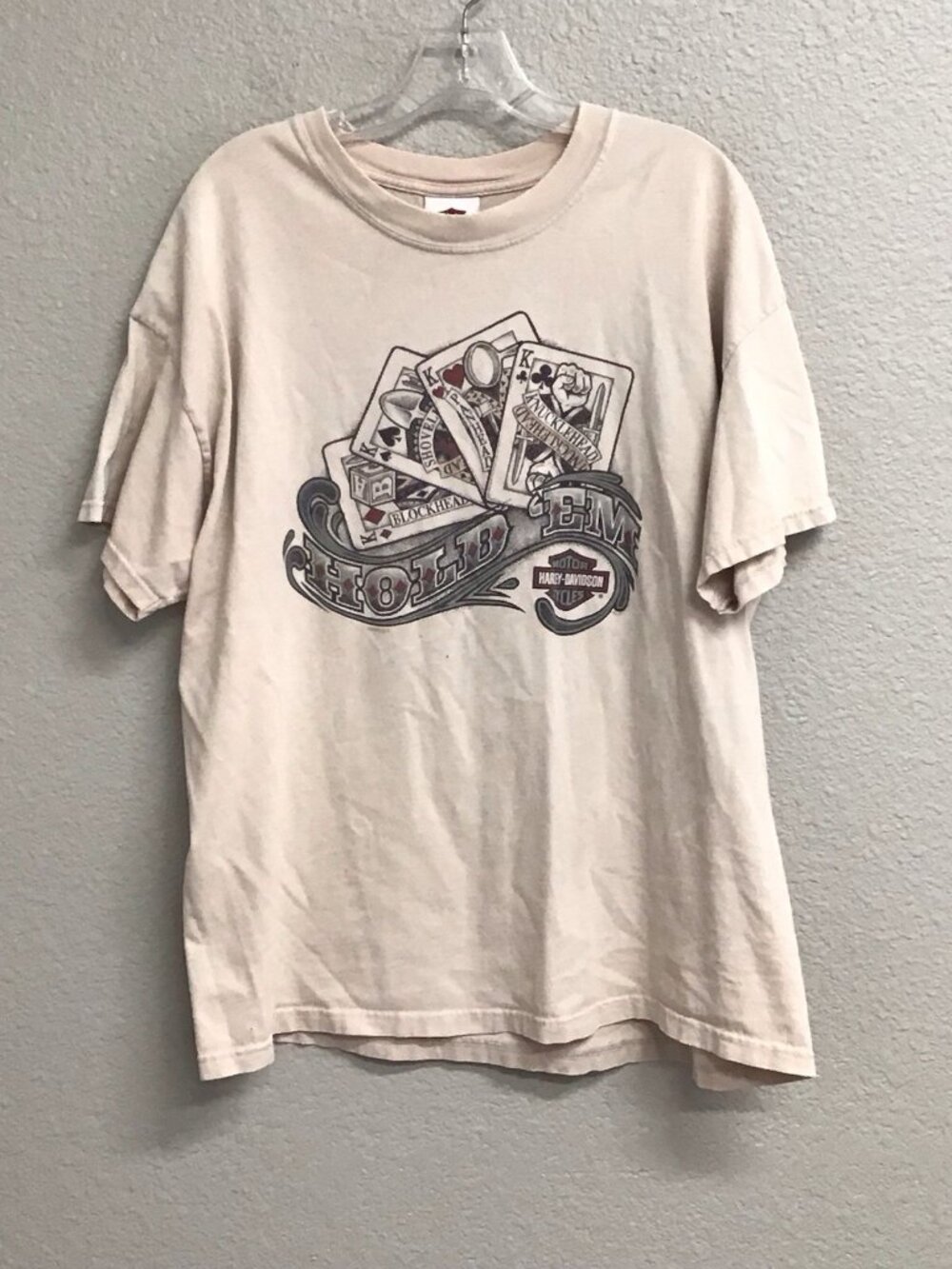 Harley Davidson Beartooth Cody WY Motorcycle T Shirt Size XL Hold Em Poker Flaw